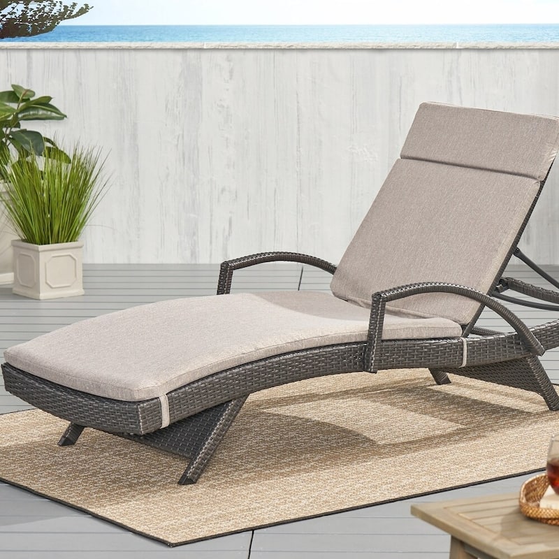 Roomfitters Chaise Lounge Cushion Set, Without Chaise Lounge, Water-Resistant Fabric with Secure Ties (Set of 2) - Grey