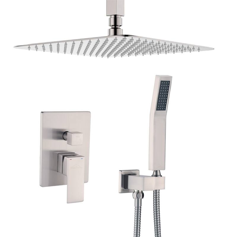 1-Spray Patterns with 2.5 GPM 16 in. Ceiling Mount Dual Shower Heads - Brushed Nickel