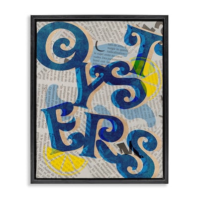 Stupell Classic Retro Oysters Framed Floater Canvas Wall Art Design By Lil' Rue