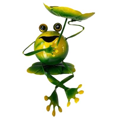 9.5" Iron Frog Bird Feeder
