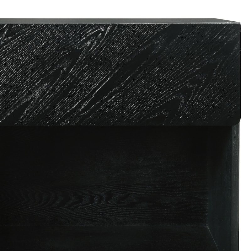 Petra Black Wood 1 Drawer Nightstand End Table