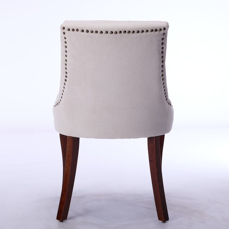 Modern Dining Chairs Set of 2 Upholstered Accent Side Leisure Chairs for Living Room/Dining Room-Beige
