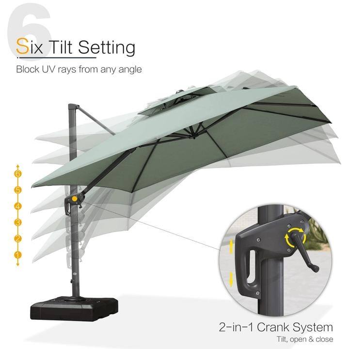 PURPLE LEAF Double Top Stylish UV50+ Fade Resistant Patio Cantilever Umbrella with Base