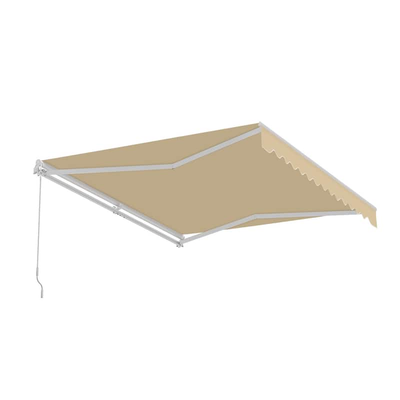 ALEKO Caribbean Motorized Patio Awning - White Frame - Desert Sand - 20 x 10 Feet