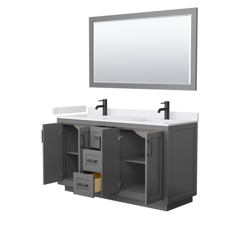 Miranda Bathroom Vanity Set, Cultured Marble Top, 58-Inch Mirror