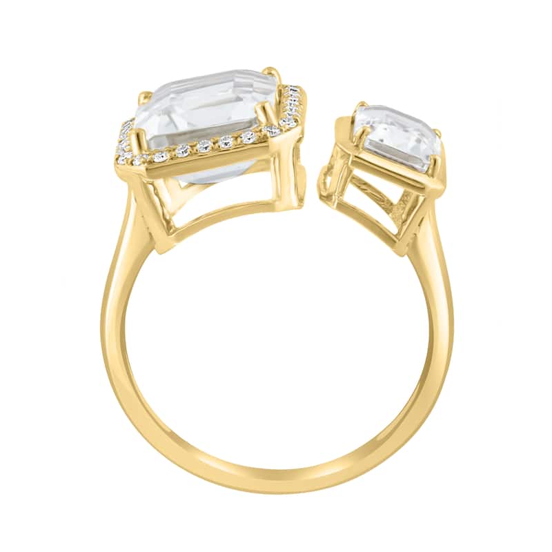 EFFY 14K Gold Diamond,White Topaz Double Stone Ring