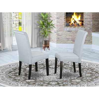 Parson Chair - Grey Fabric Dining Chair with Black Legs - Modern Accent Chair