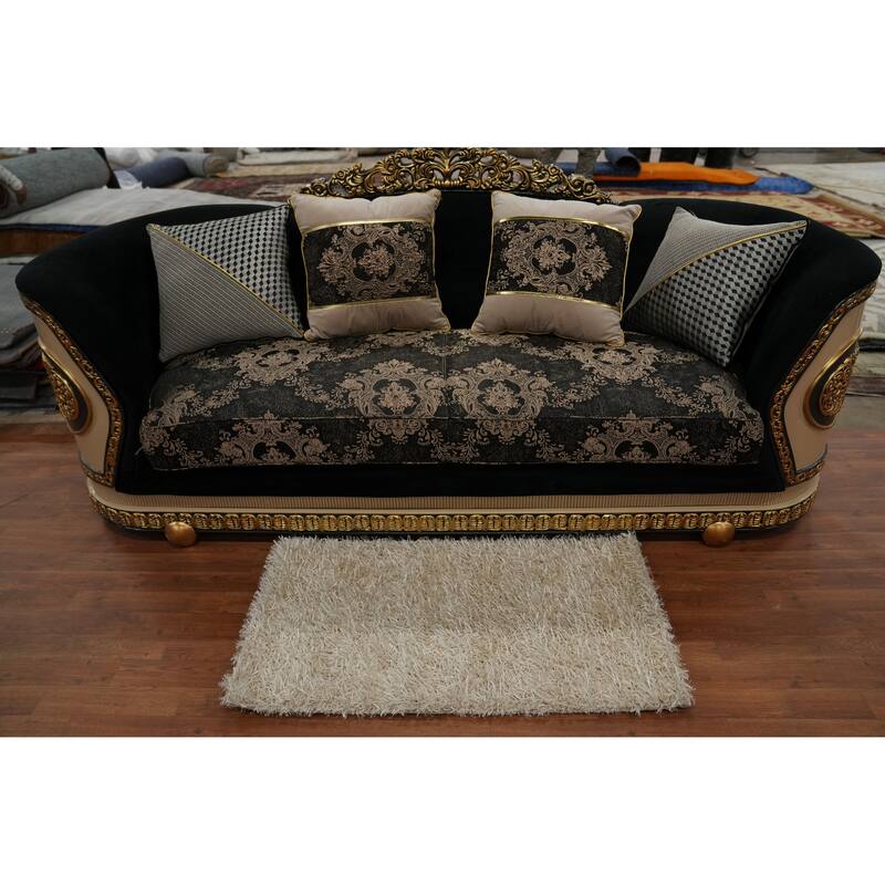 Hand Knotted Oriental Polyester Carpet Modern Solid Beige & Ivories Shaggy Area Rug - 3' 6'' X 1' 10''