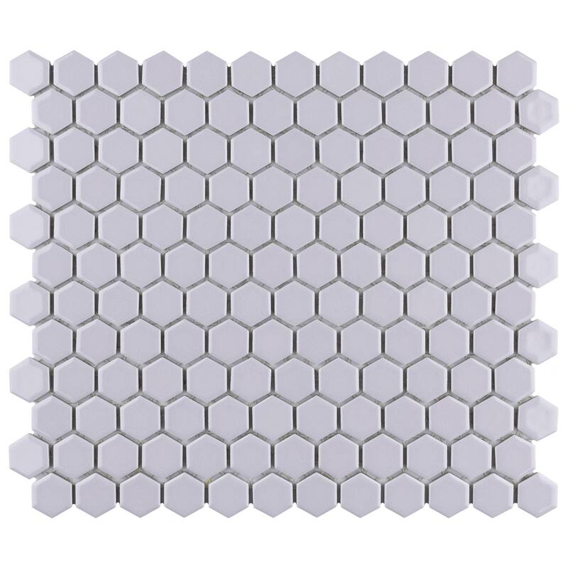 Merola Tile Metro 1" Hex Glossy Lavender 10-1/4" x 11-7/8" Porcelain Mosaic Floor and Wall Tile