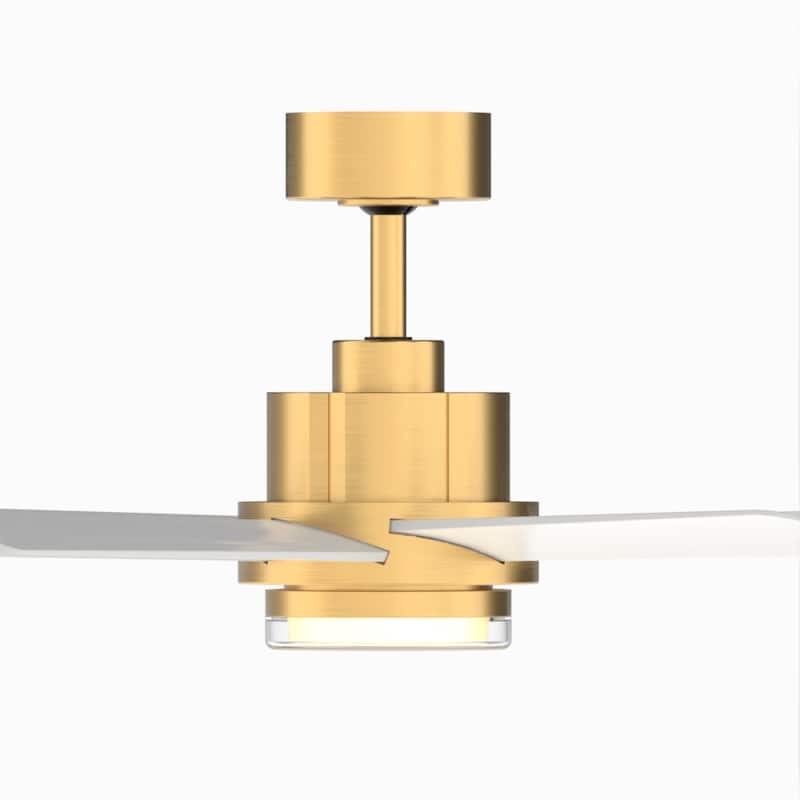 Pendry 56 inch Indoor/Outdoor Ceiling Fan with Matte White Blades - Brushed Satin Brass