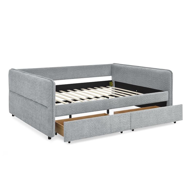 Daybed with Trundle Upholstered Tufted Sofa Bed