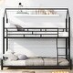 preview thumbnail 21 of 25, Twin Over Full Bunk Beds, Metal House Bed Frame w/Angled Ladder & Safety Guardrails, Convertible to 2 Beds, Triple Bunk Bed