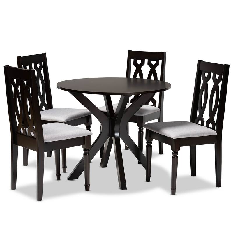Callie Modern and Contemporary 5-Piece Dining Set - grey, dark brown