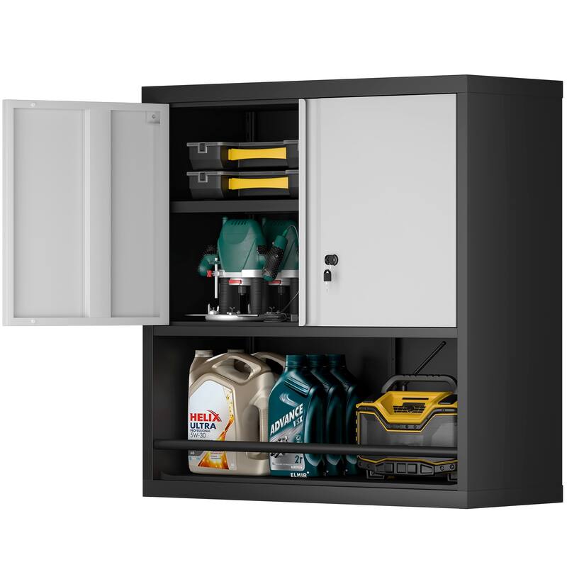 2 Doors Metal Storage Cabinet Kitchen Pantry Cabinet With Adjustable Shelves Tall Steel Cabinet Locker