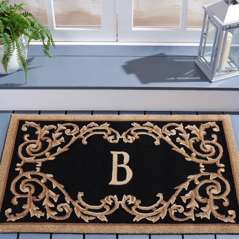 SAFAVIEH Handmade Monogram Efrosina Casual Rug - 2' 6" x 4' - Black - Y
