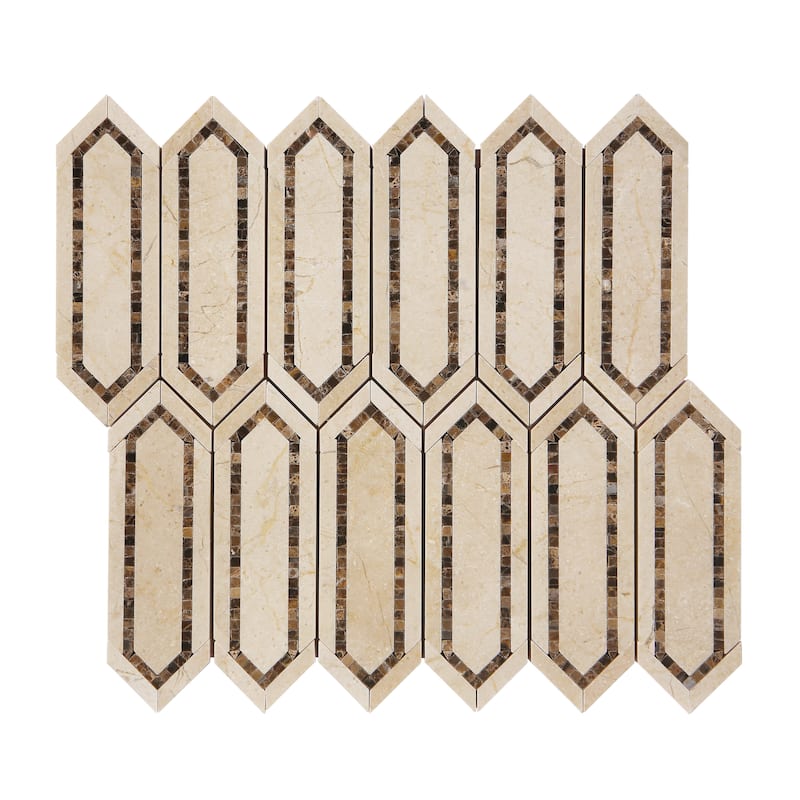 Cream Marfil and Dark Emperador Long HoneyComb Marble Mosaic Tiles - Case (5 Sheets)