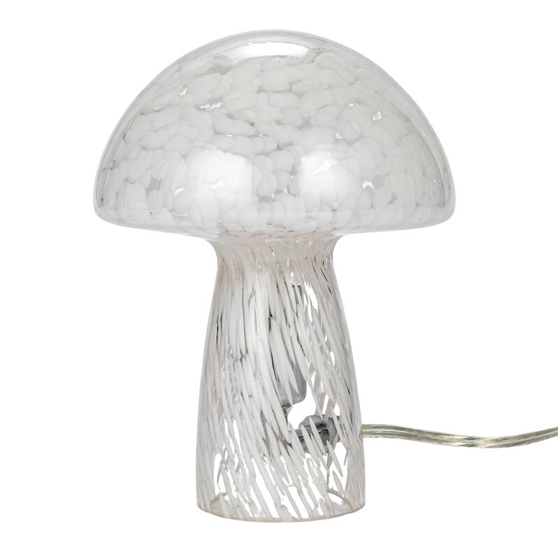 Blown Glass Mushroom Shaped Table Lamp with Inline Switch - 6.3"L x 6.3"W x 7.9"H