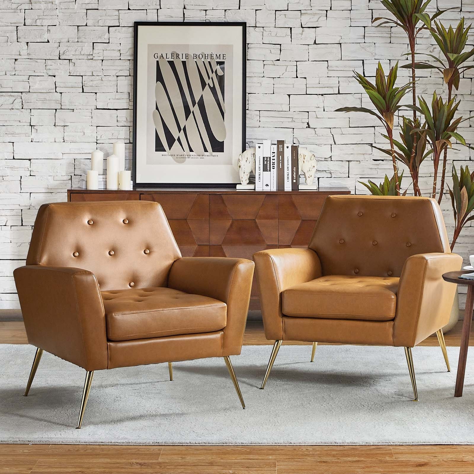 Modern tufted leather clearance chair