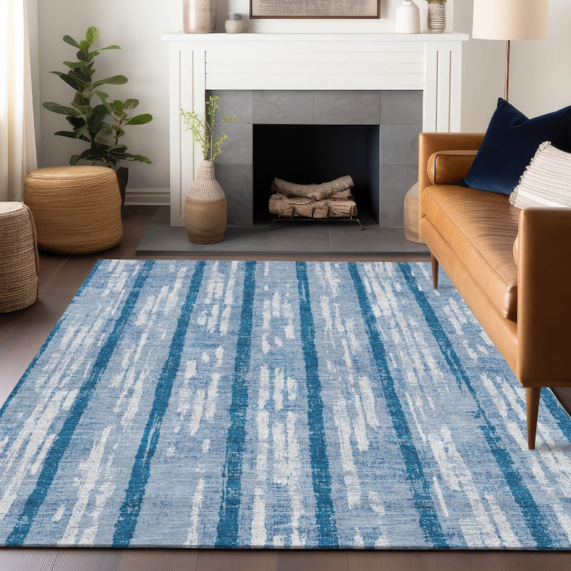 Machine Washable Indoor/ Outdoor Chantille Ombre Stripe Rug
