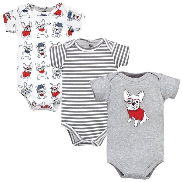 slide 1 of 1, Hudson Baby Cotton Bodysuits, Boy Whimsical Dog 0-3 Months - Boy Whimsical Dog