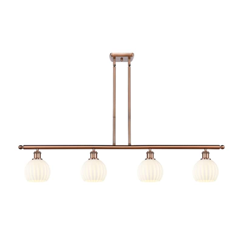 Innovations Lighting 516-4I-9-48-White Venetian-Indoor Pendant White - Antique Copper / White Venetian