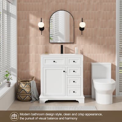 Retro Bathroom Vanity W/ Drop in Sink Combo Cabinet Set