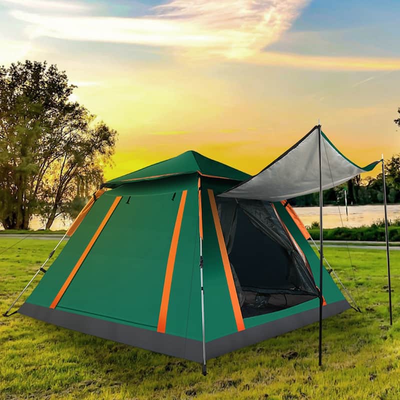 4-5 Person Pop-Up Camping Tent Instant Setup Waterproof Windproof - 84.65x84.65x53.54in - Green