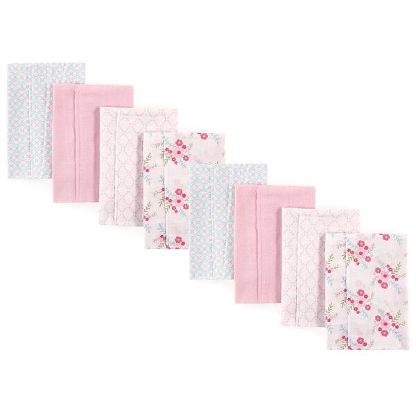 slide 1 of 1, Luvable Friends Girls Cotton Poly Flannel Burp Cloths 8-Pack, Floral, One Size - Floral 8-Pack - One Size One Size - Floral 8-Pack