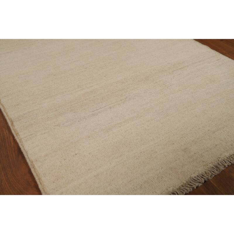 Modern Gabbeh Runner Rug Hand-Knotted Solid Wool Carpet - 2'9"x 9'7"