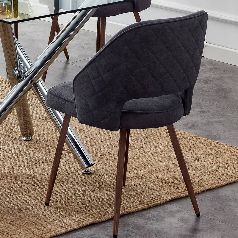 Linen Accent Chair,Leisure Chairs, Upholstered Side Chair with Metal Legs