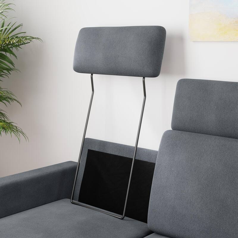 Futzca Modern L-shaped Convertible Sectional Sofa w/ Reversible Chaise - Headrest*Grey
