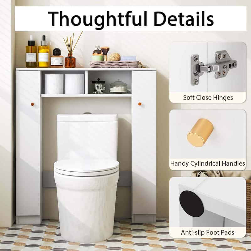 Costway Over The Toilet Storage Cabinet Double Door Bathroom Toilet - See Details