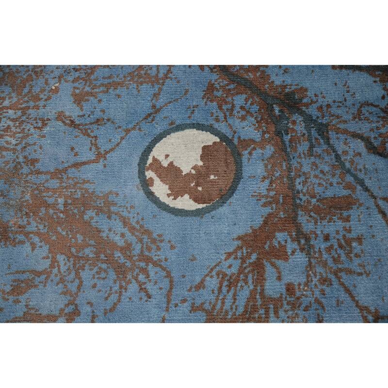 Hand Knotted Oriental Viscose Silk Carpet Modern Pictorial Brown Abstract Area Rug - 7' 10'' X 5' 8''