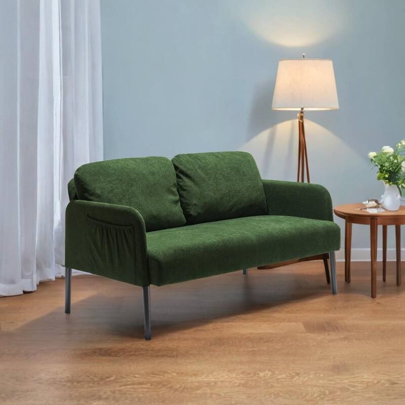 2 Seater Polyester Fabric Sofa, Modern Loveseat Sofa, Comfy Small Couches for Small Space Living Room, Bedroom, Office