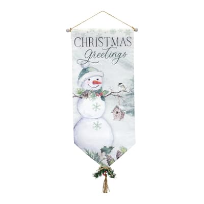 Set of 4 "Christmas Greetings" Snowman Wall Banners 33.5"