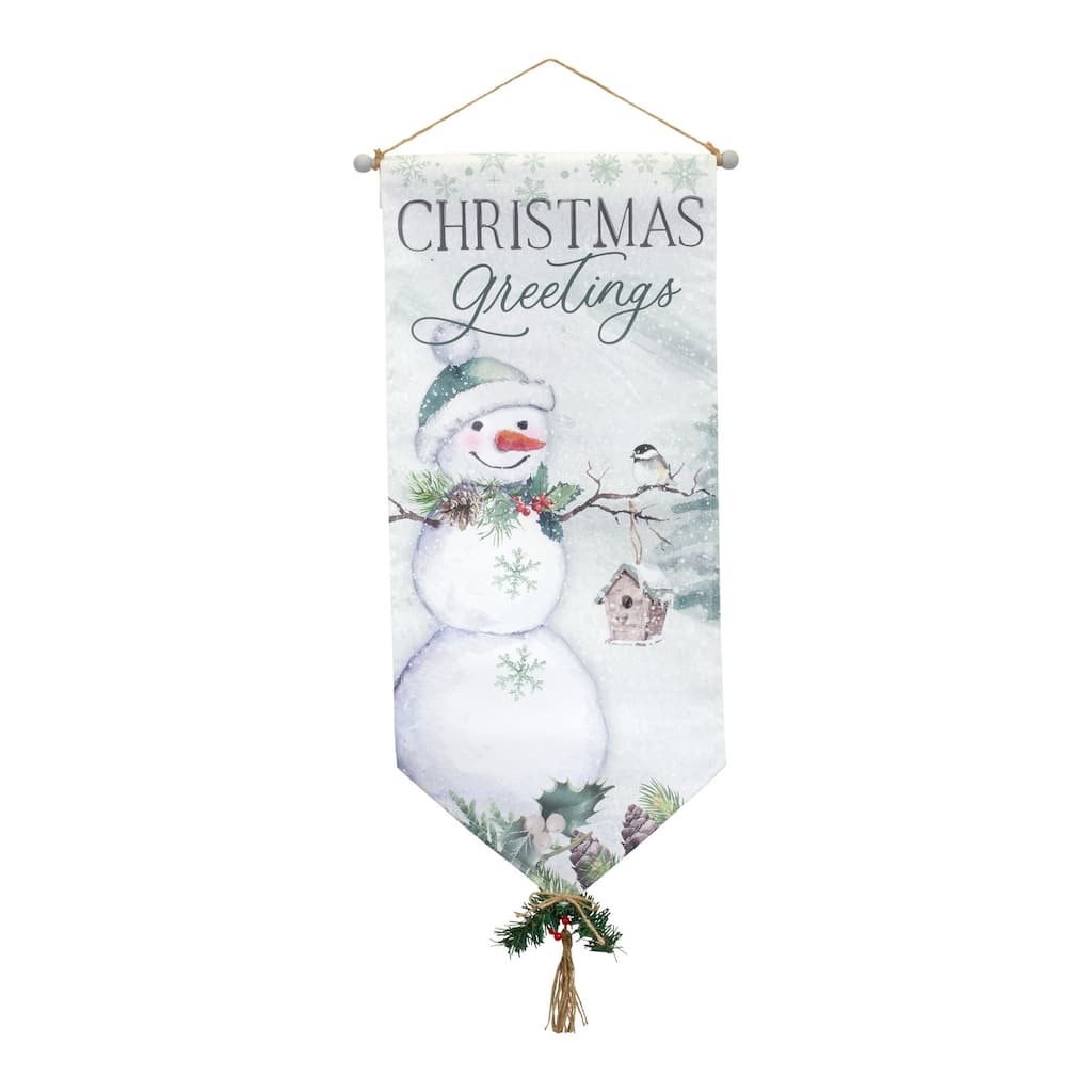 Set of 4 "Christmas Greetings" Snowman Wall Banners 33.5"