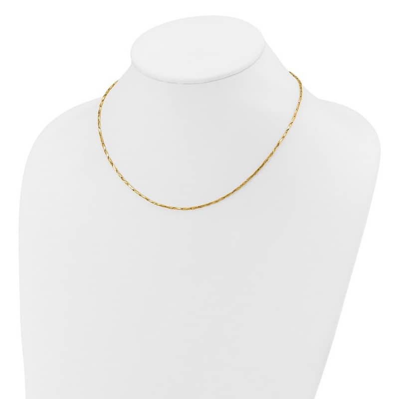 Curata 14k Yellow Gold Polished Twisted Bar Link Necklace, 17"