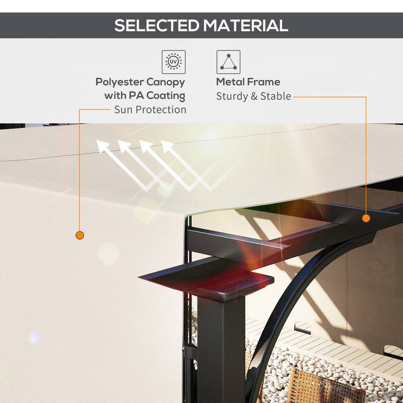 Outsunny 10' x 10' Outdoor Pergola Patio Gazebo Retractable Canopy Sun Shelter with Steel Frame