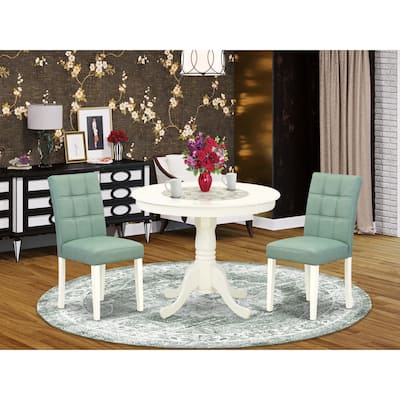 East West Furniture Dinette Set Includes a Round Dining Table and Chairs, Linen White (Pieces Options)