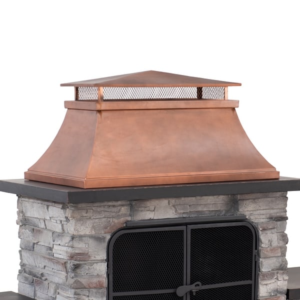 Sunjoy Bel Aire Steel And Faux Stone Outdoor Fireplace With Wood Storage On Sale Overstock 11588254