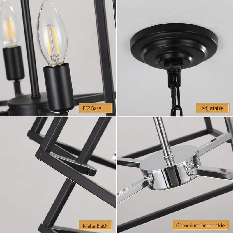 18-Inch Industrial Pendant Light – 8-Light Geometric Design, Adjustable Hanging Fixture (Bulbs Not Included).
