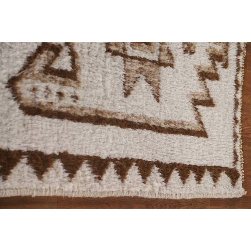 Geometric Anatolian Turkish Runner Rug Handmade Wool Carpet - 3'0"x 11'2"