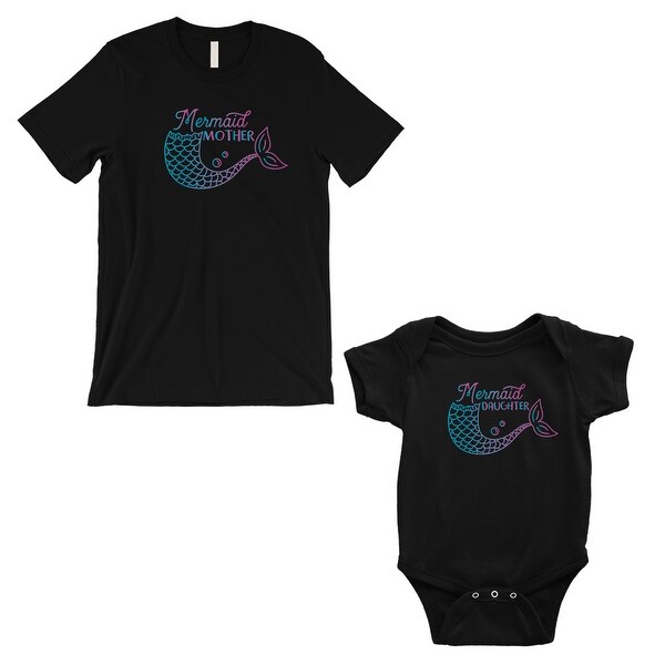 Shop Mermaid Mother Daughter Matching Shirts Black For Baby Shower Shop Mermaid Mother Daughter Matching Shirts Black For Baby Shower