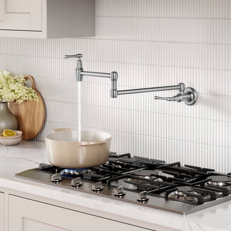 KRAUS Allyn Wall Mount Pot Filler Kitchen Faucet with Retractable Arm