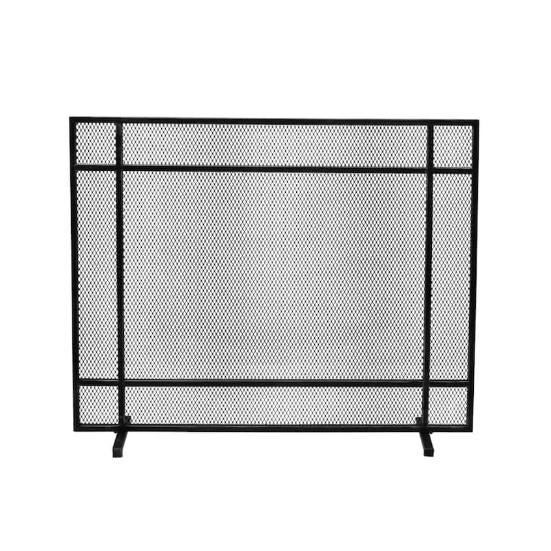 Roomfitters Minimalist Fireplace Screen, Single-Panel Design with Sleek Frame and Durable Mesh for Stylish, Functional Fireplace