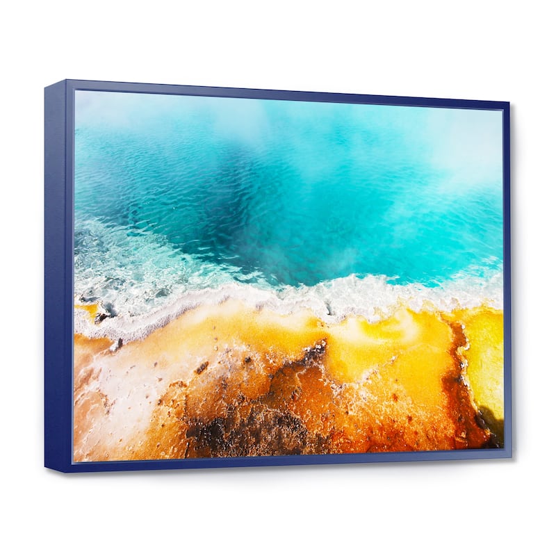 Designart "Beautiful Morning Glory Pool" Oversized Landscape Framed Canvas Art - 20 in. wide x 12 in. high - Blue