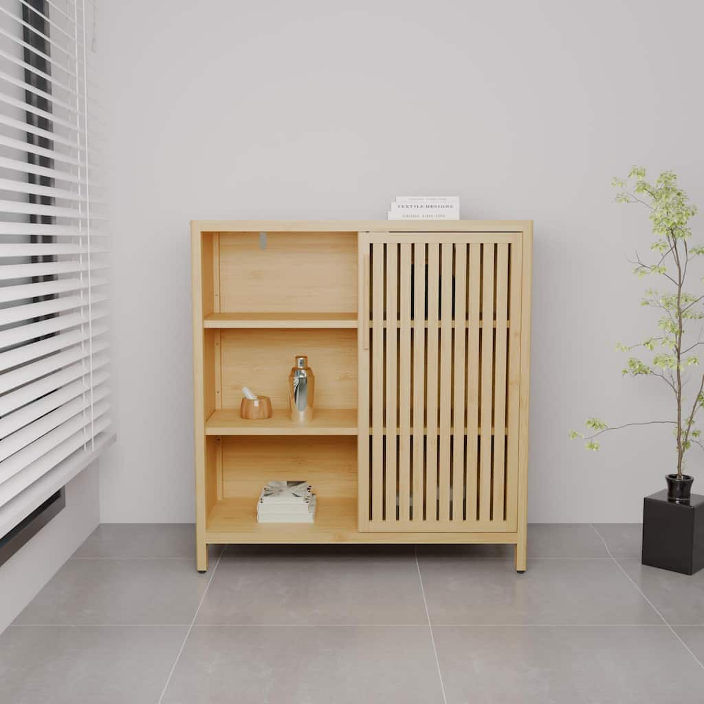 large-capacity single-door storage shelves in living rooms, bathrooms and other life scenes