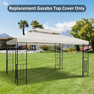 Outsunny 13' x 10' Gazebo Replacement Canopy 2 Tier Top UV Cover Pavilion Garden Patio Outdoor, Cream White (TOP ONLY)