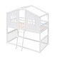 preview thumbnail 5 of 24, Playhouse Style Kids Bunk Bed with Fence, Twin Over Twin House Bed with Roof, Window, Ladder and Solid Pine Wood Frame