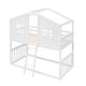 preview thumbnail 4 of 9, Twin Over Twin Bunk Bed With Ladder, House-shaped Bed with Windows, Pine Wooden Bed Frame with Guardrails, White